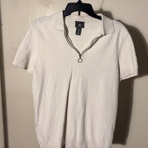 H&M Cream Men's Polo with Zipper